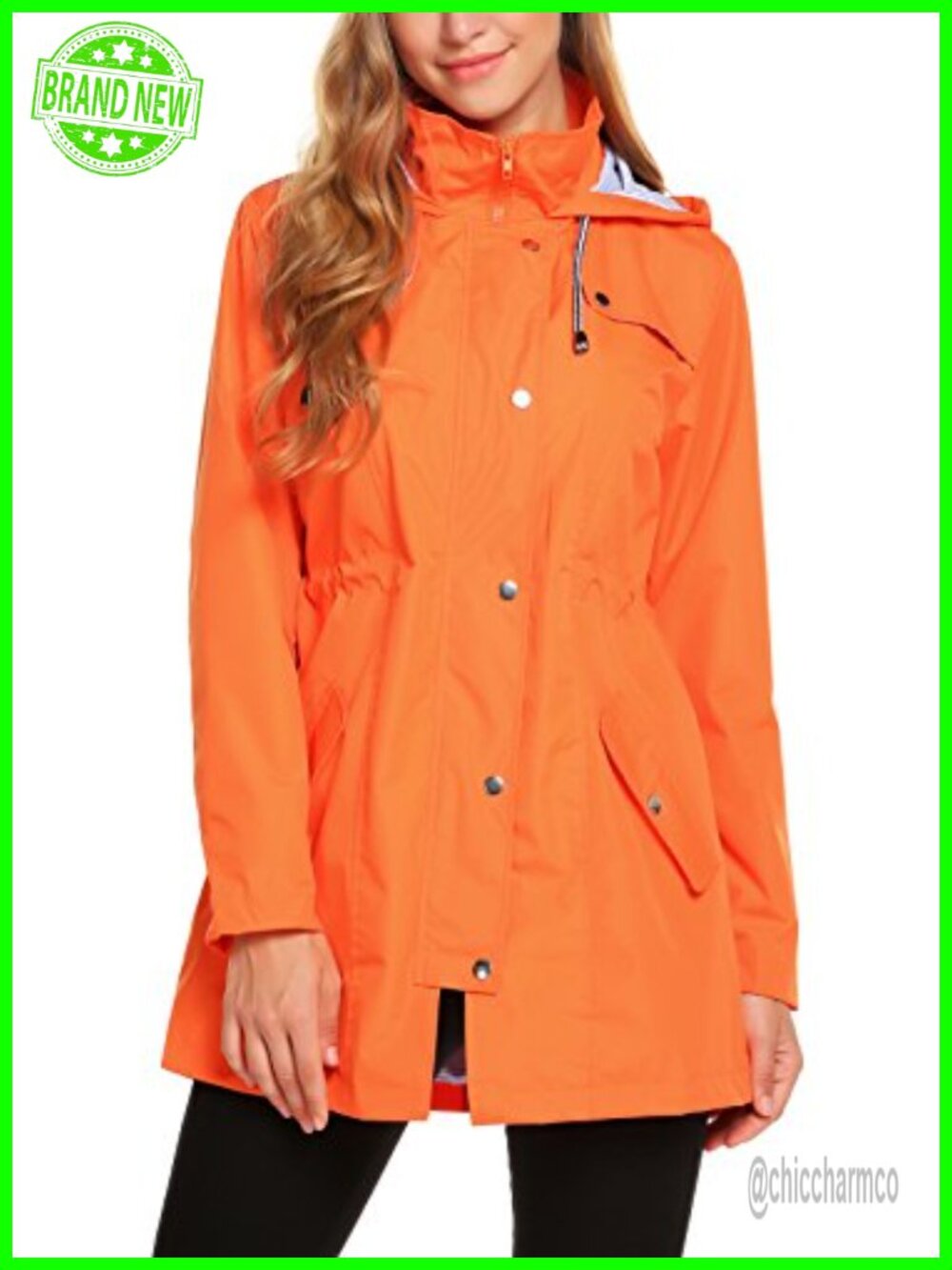 Women's Lightweight Waterproof Hooded Rain Jacket Packable Outdoor